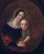 George Caleb Bingham Mrs George Caleb Bingham (Sarah Elizabeth Hutchison) and son, Newton oil painting artist